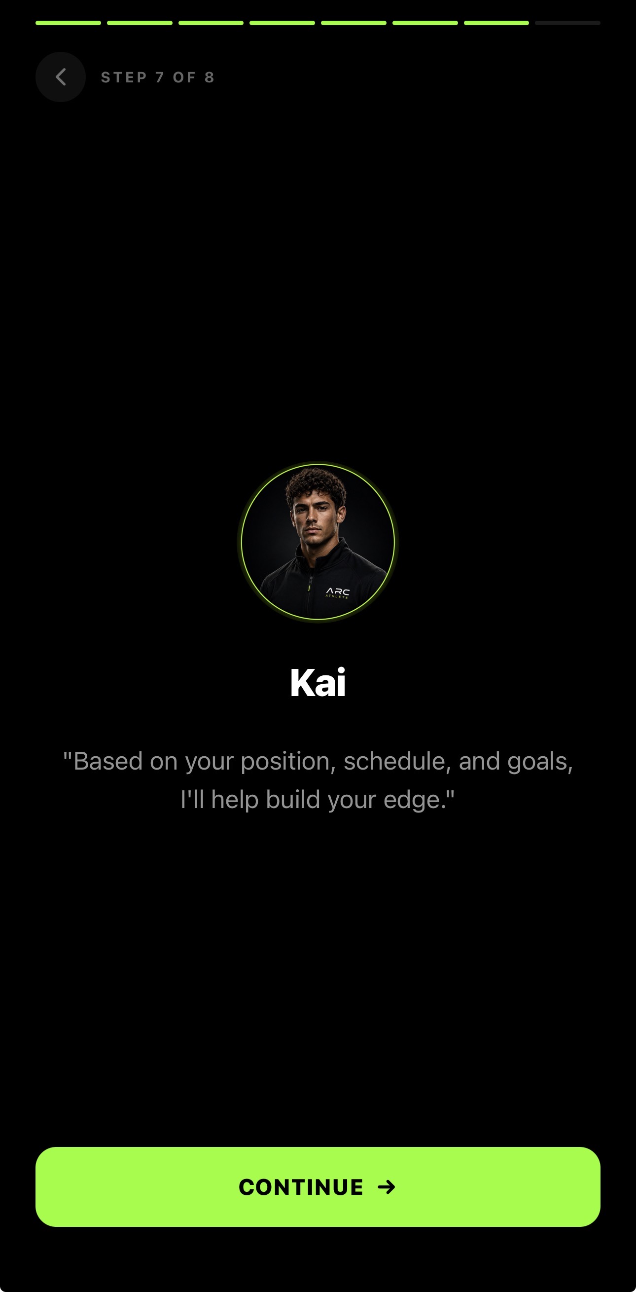 Kai introduction inside the ARC Athlete app